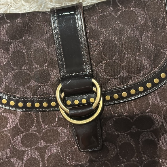 Set (2 pc) Coach Studded Lurex Flap Duffel & Matching Wristlet - Picture 11 of 16
